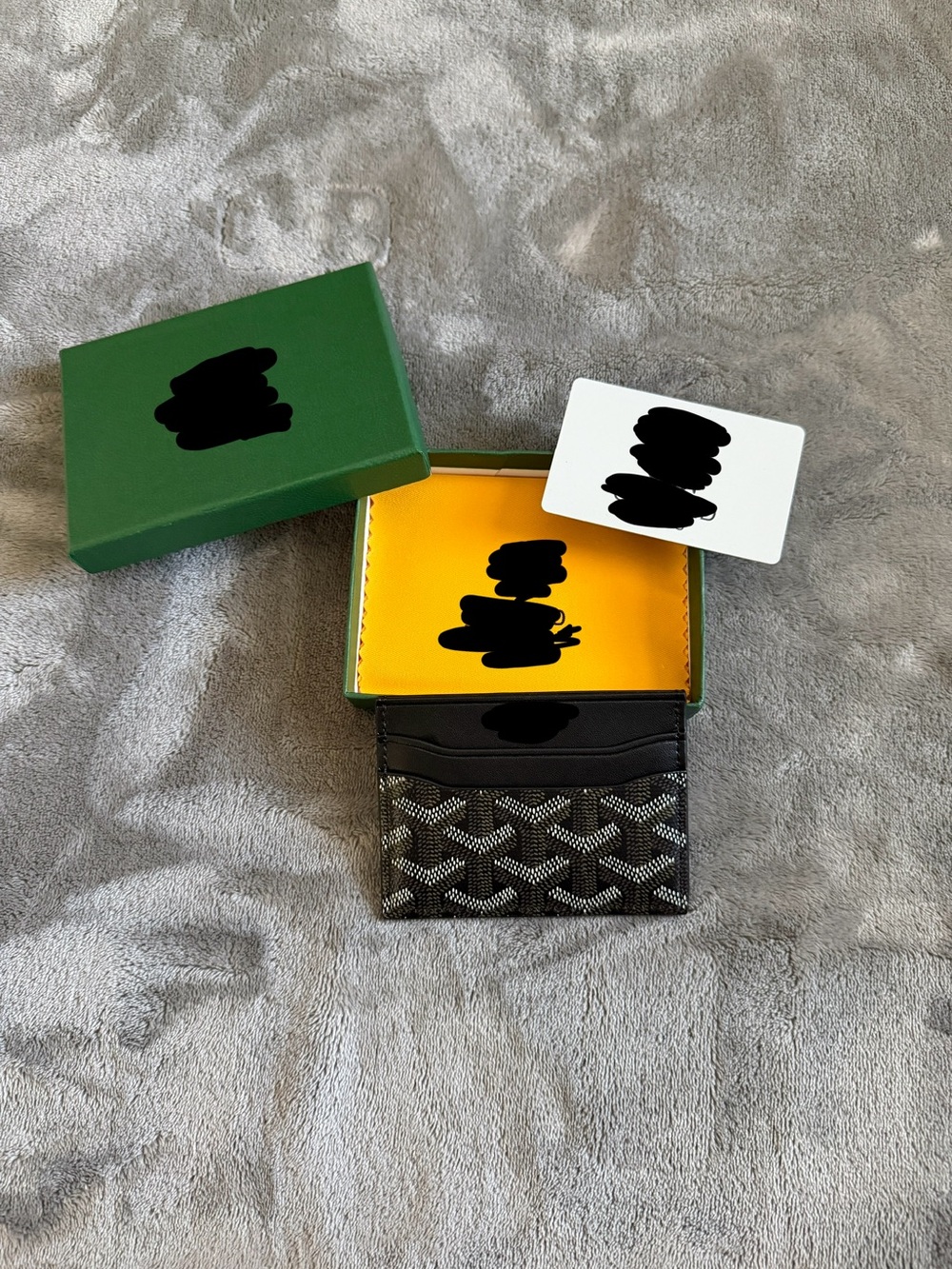 GYD Black Patterned Card Holder with Yellow Interior